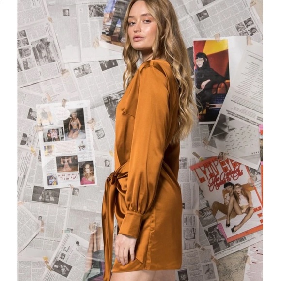 Copper colored, heavy satin dress/tunic - Picture 3 of 4